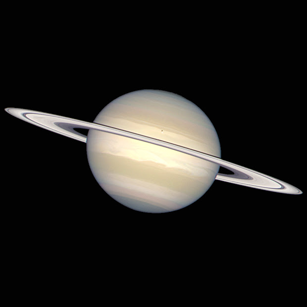 A rare picture of Saturn in natural colours, taken by Hubble