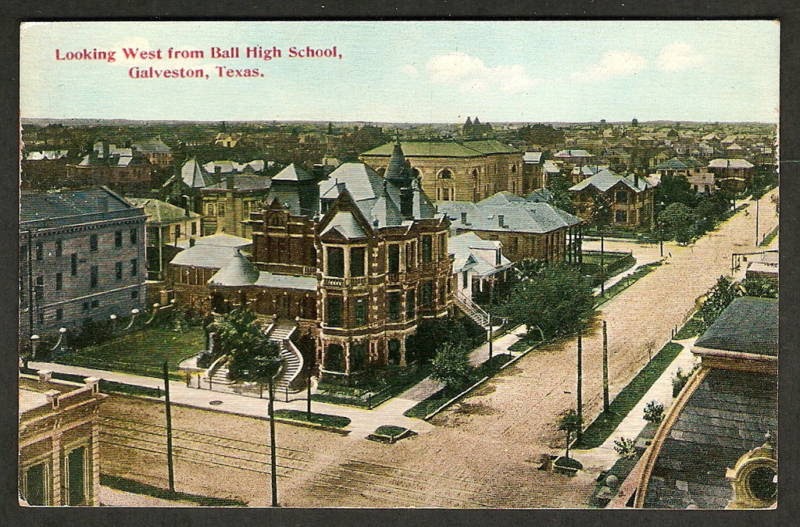 Galveston History Looking West from Ball High School, Galveston, Texas