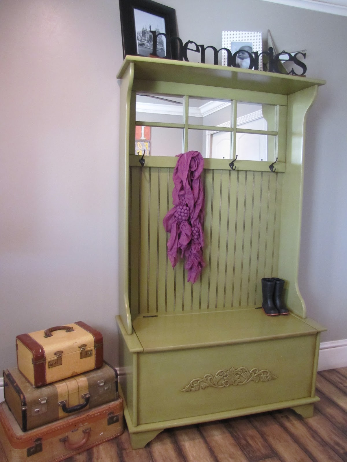 Restoration Furniture: Storage Bench Coat Rack