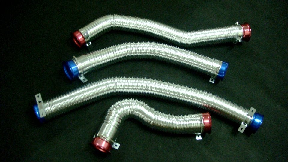ECG Racing Cool air intake 2 funnel pipe plastic chrome