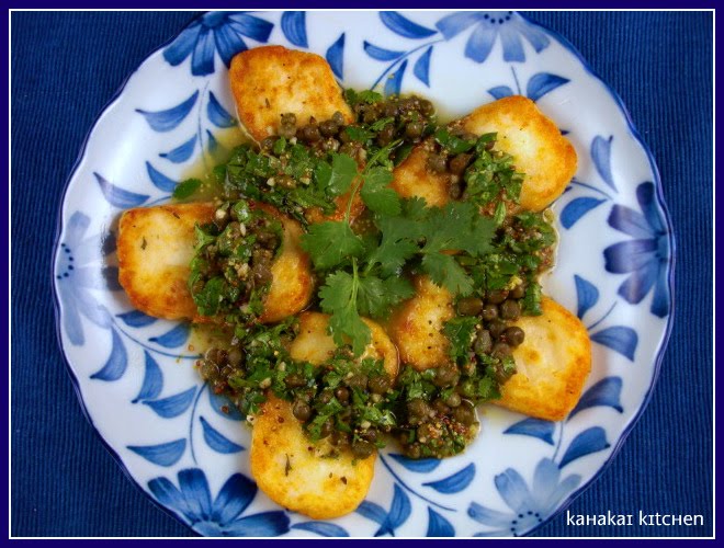 Kahakai Kitchen PanFried Halloumi Cheese with Lime and Caper Vinaigrette