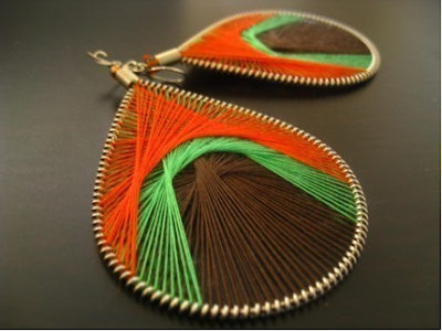 The Constant Gatherer: handwoven thread earrings...