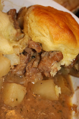 spicy chimichurri pork casserole with biscuits