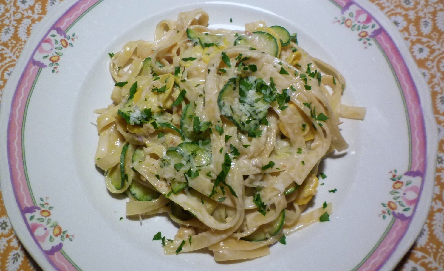 For Love of the Table: Fettuccine with Cream, Walnuts &amp; Summer Squash