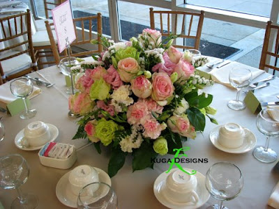 Pink and green wedding centerpieces Pink and green wedding centerpieces 