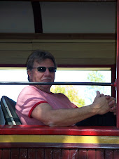 Mike on the train in N.Conway, NH