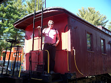 Mike on an old train car in N.H.