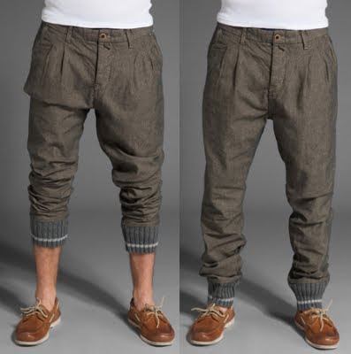 Frosty Mint: Scotch & Soda Chino Pant with Ribbed Bottom in Grey