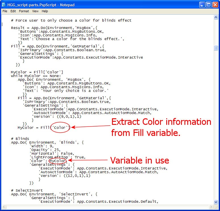 Humbug Graphics Galore: Parts of a Script
