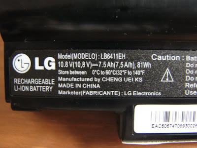 LG X130 9-cell battery pack.