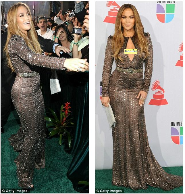 Jennifer Lopez shows off her curves in a thigh-hugging dress at Latin ...