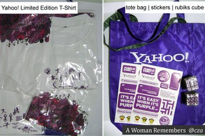 yahoo tote bag, rubiks cube, limited edition tshirt