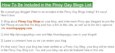Pinoy Gay Blogs List terms