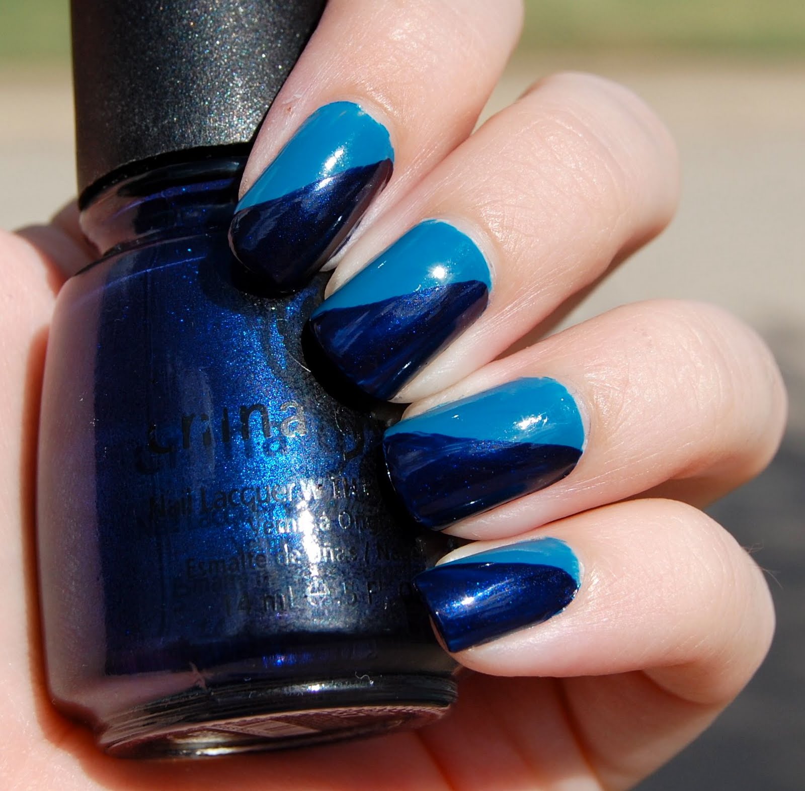 Lacquer Love: Blue Diagonal Nails