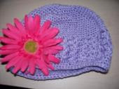 Crochet Hat with Gerbera Clip