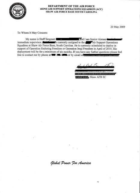 Bits n Pieces: For Military Expedite Letter of Deployment
