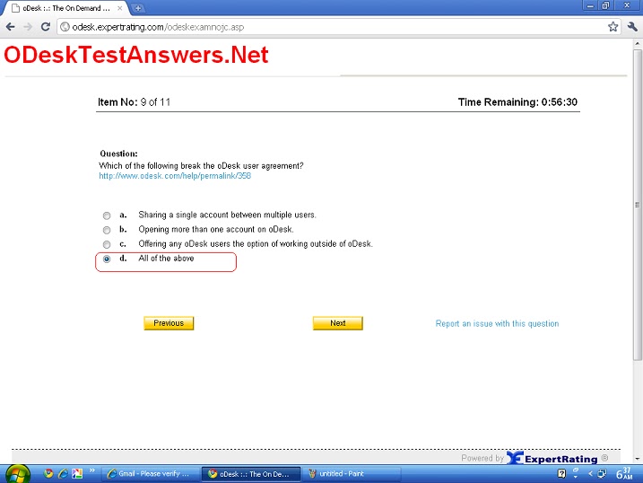 Odesk Test Answers