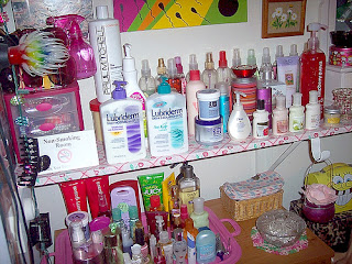 lotions and potions in a closet