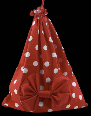 polka dot laundry bag with a bow