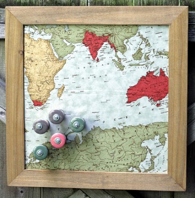 magnet board made with recycled materials; map design fabric