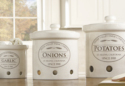 canisters for storing garlic, onion, potatoes