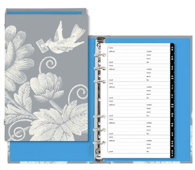 address book with bird and flowers