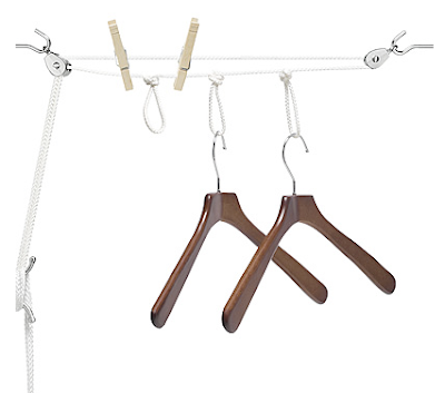 indoor drying line; hang clothes using hangers
