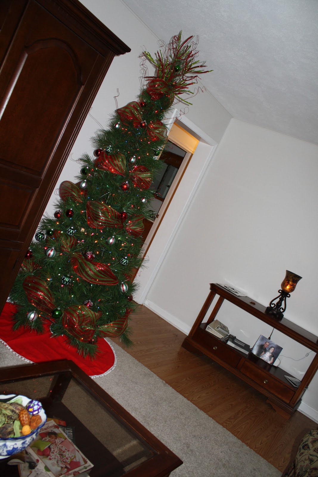 The Three Mc's Our Skinny Christmas Tree All Decorated