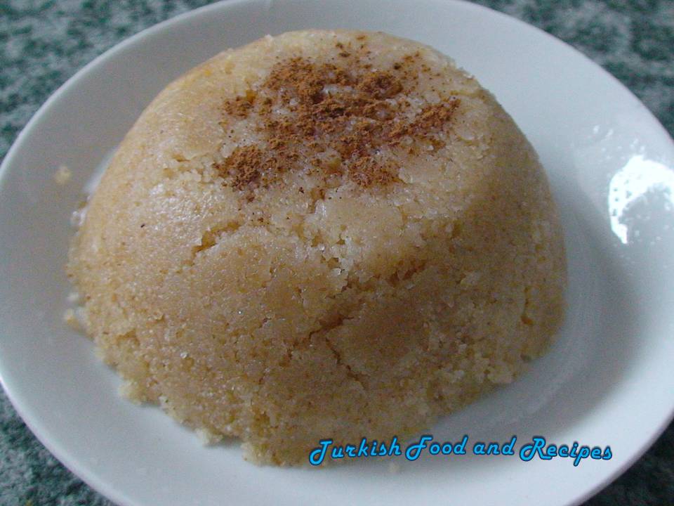 Turkish Food & Recipes Semolina Halvah with IceCream (Dondurmali