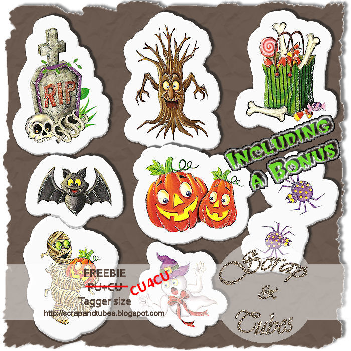 Freebie Halloween Stickers 2 (CU4CU) Scrap and Tubes Designs
