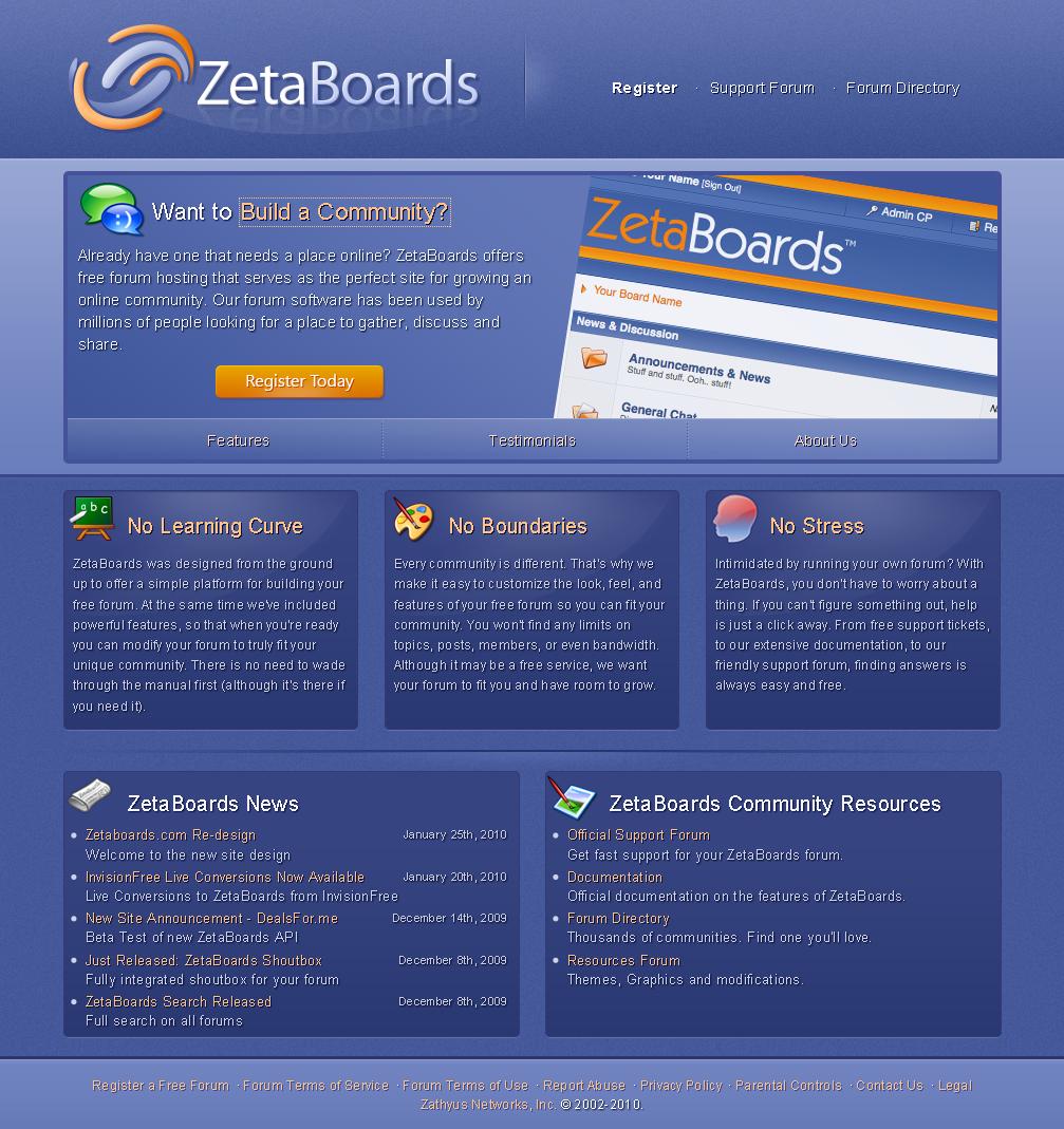 Free Forum Hosting ZetaBoards Adding New Sites Every Day