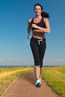 woman running on path