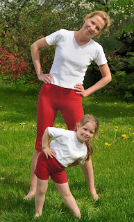 Mother & daughter working out together