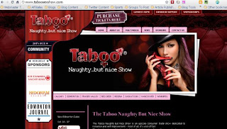 Partial web shot of Taboo Show website.