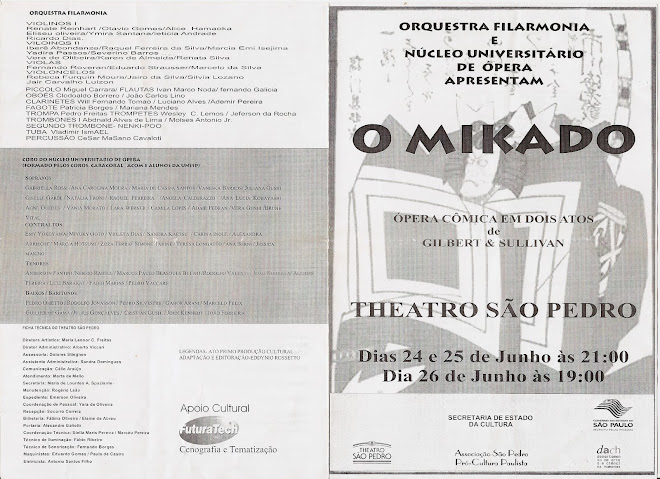 Cantor na Ópera MIKADO - Tenor coro