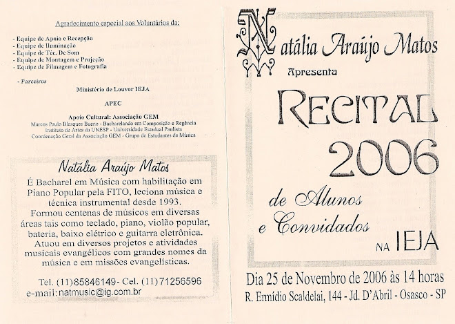 RECITAL 2006 Natalia Araújo Matos PROGRAMAÇÃO (frente)