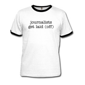 T-shirt with the slogan 'journalists get laid (off)'