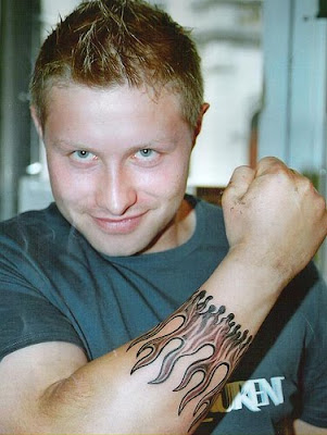 Flames Wrist Band Tattoo On Male Wrist