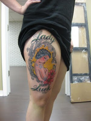Sexy Tattoo on Thigh Sexy Tattoo on Thigh Lady Luck RANDOM TATTOO QUOTE