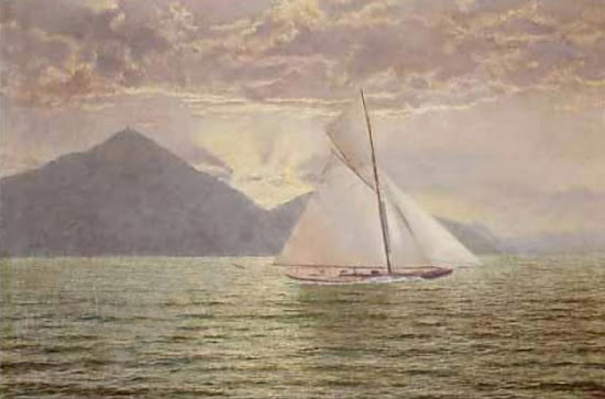 Velero en el Abra Velero en el Abra, Juan Martínez Abades, Pintor español, Paisajes de Juan Martínez Abades, Pintor Martínez Abades, Pintores españoles, Pintores Asturianos, Martínez Abades