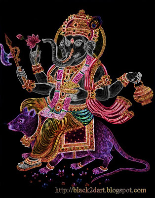 Hindu God - Lord Ganesha riding on a rat