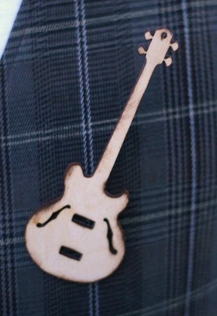 Wood Guitar Wedding Pin