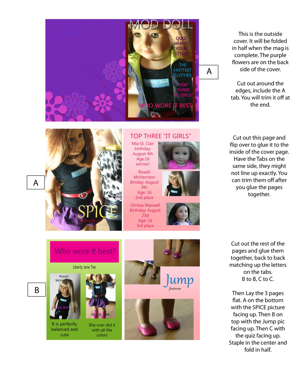 American Girl Doll Magazines Front Covers Printables