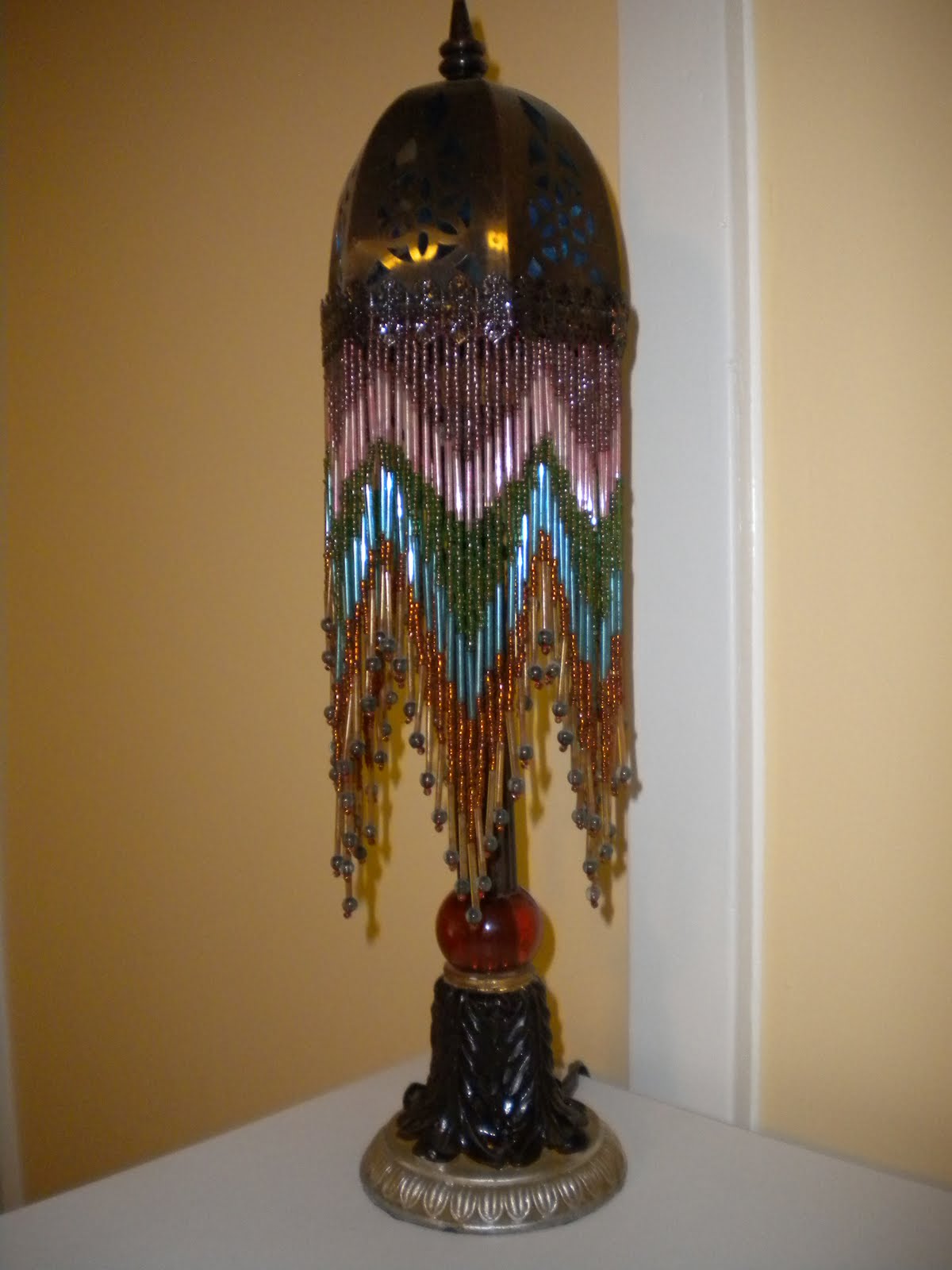 The Backyard Boutique by Five to Nine Furnishings Vintage Beaded Lamp