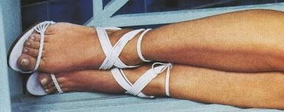 Elizabeth Hurley White Sandals