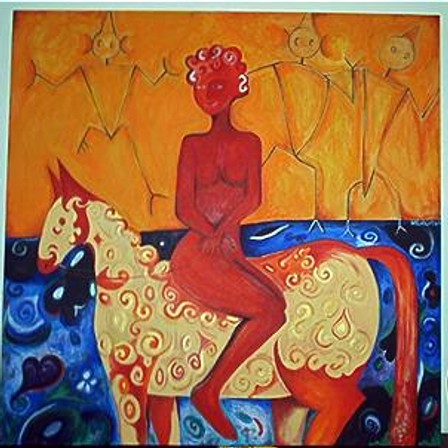 Woman on a horse   48 x 48