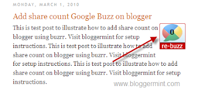 Google buzz share count button for blogger