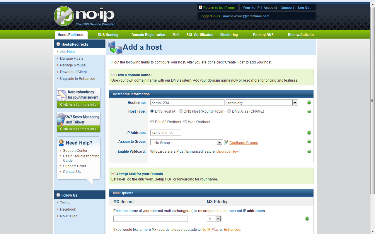 Noip. Host ДНС. No-IP. No IP redirects. Noip com
