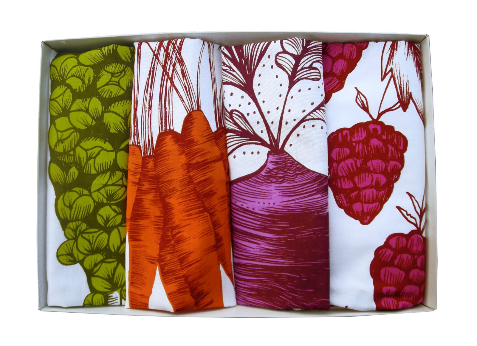 Lush Designs Four of your fiveaday, vegetable napkins