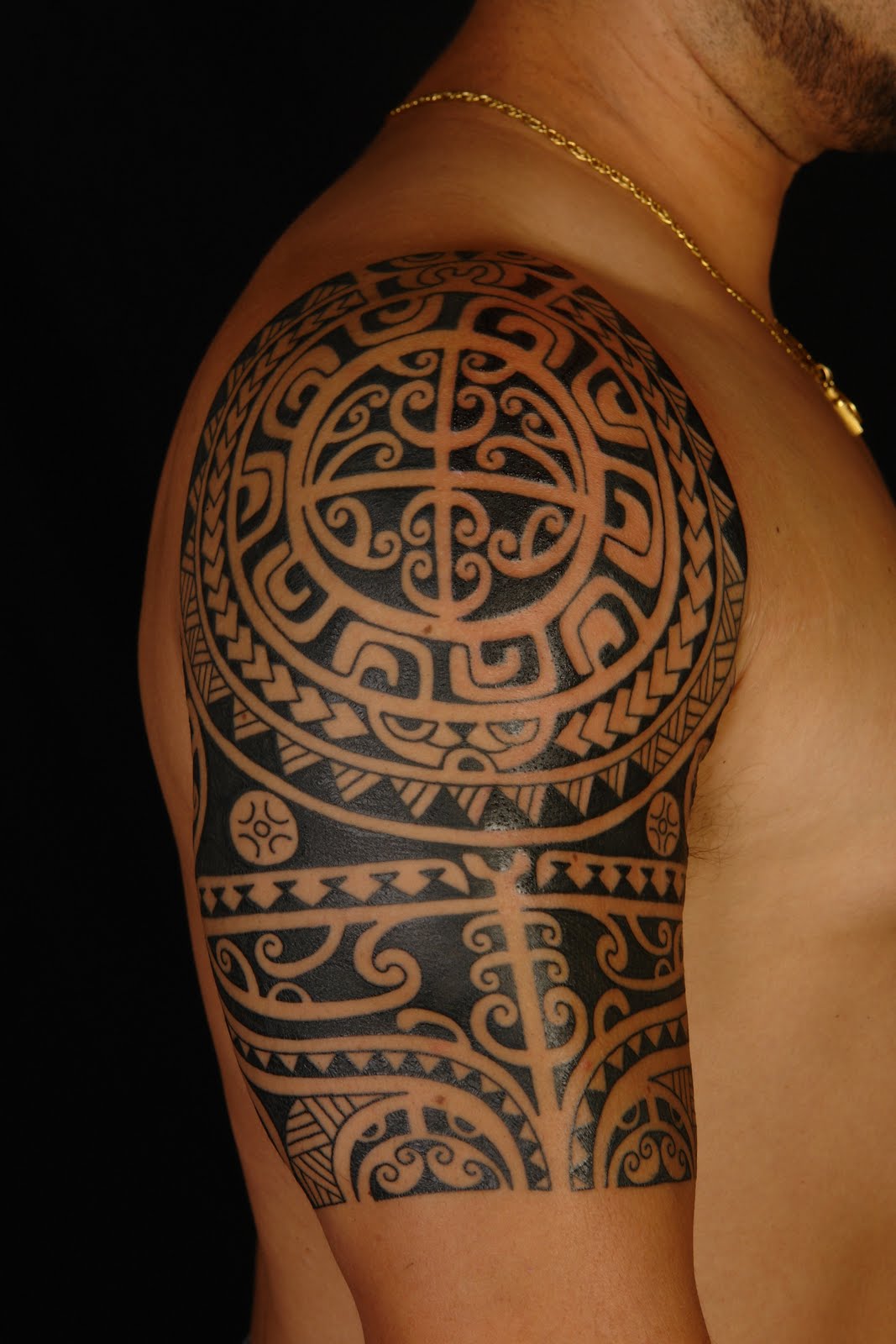 This tribal tattoo is a large